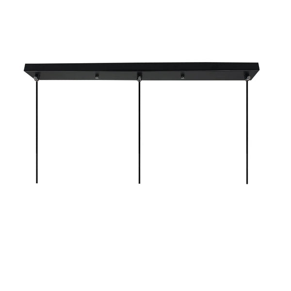 Fixation en forme de barre noire pour suspensions plafonniers, avec plusieurs points d’ancrage pour installer et aligner plusieurs câbles lumineux.