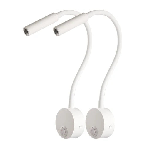 Lampe murale LED blanche avec bras flexible et interrupteur intégré. Éclairage directionnel parfait pour la lecture ou un éclairage d'appoint.