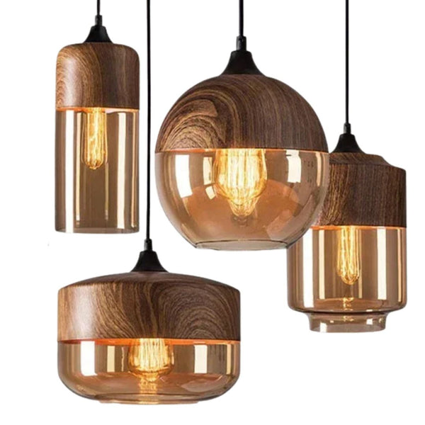 Suspension LED design nordique moderne avec abat-jour en verre translucide et finition élégante