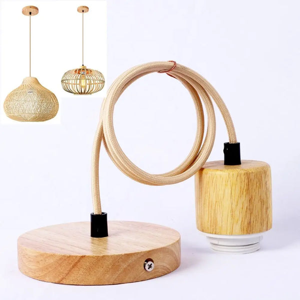 Natural wood ceiling light socket