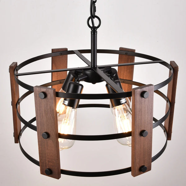 Natural wood ceiling light in industrial style
